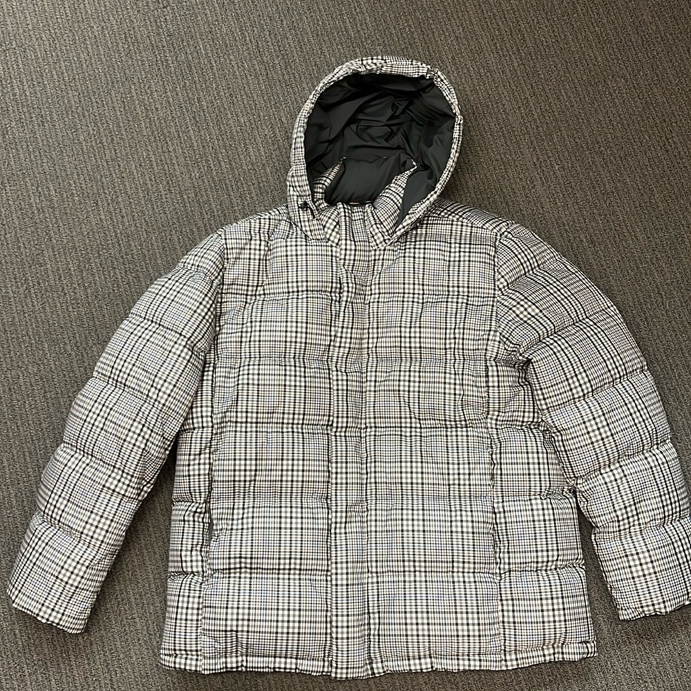 Plaid puffer coat